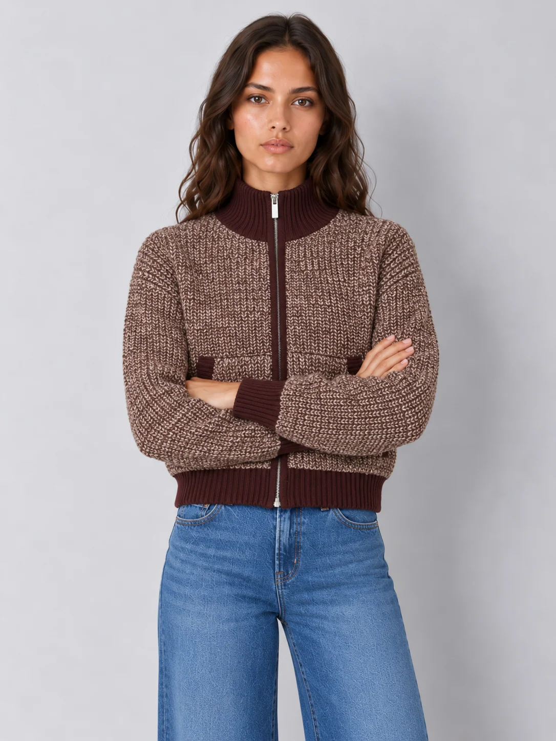 Z Supply Ashford Burgundy Full-Zip Cardigan Jacket - kaelova