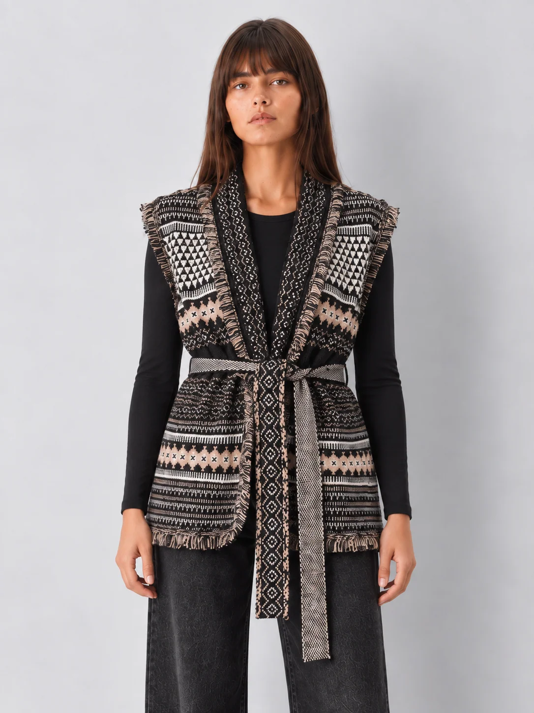 Elan Belted Open Knit Vest