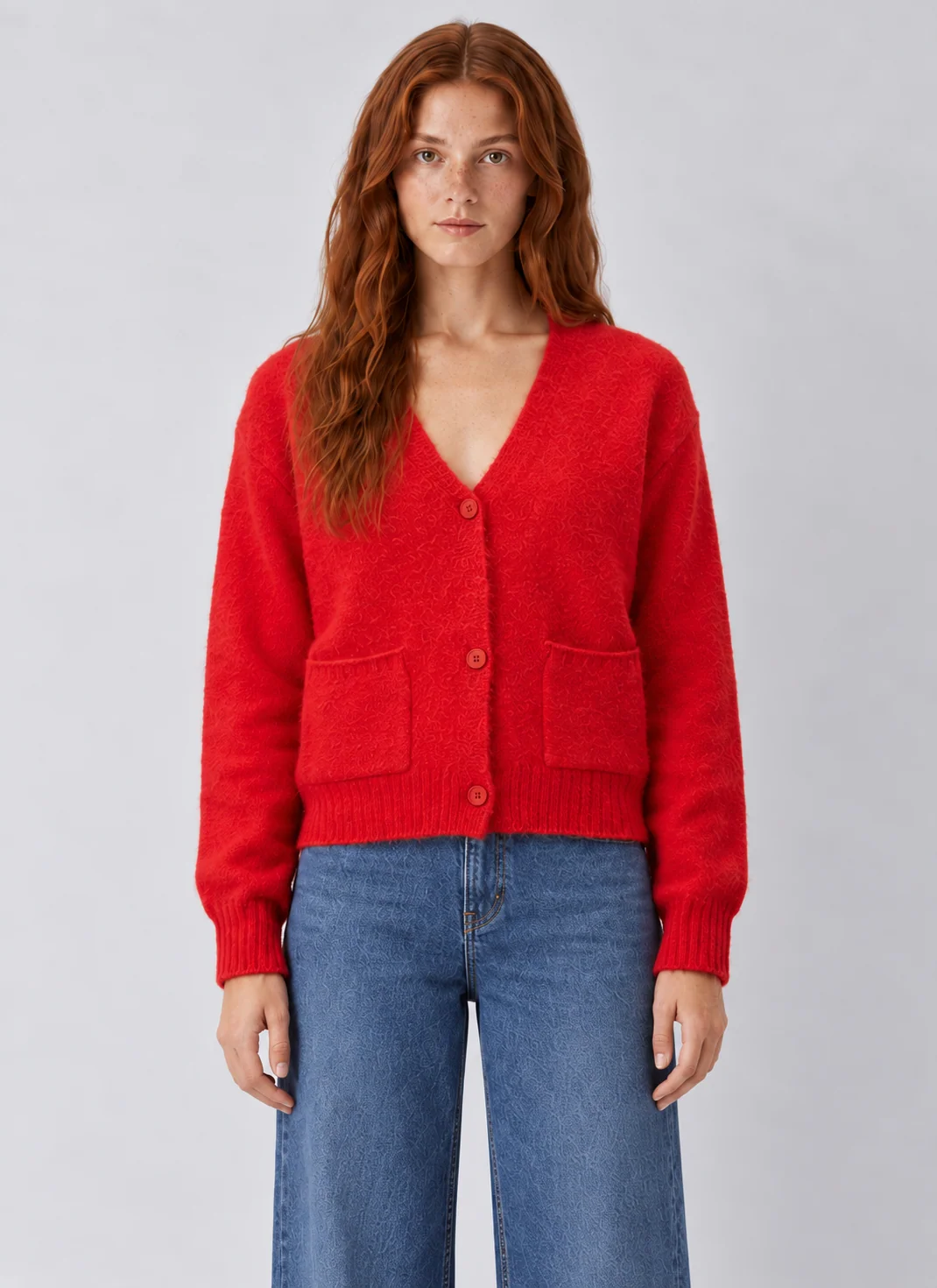 Wendy V-Neck Button-Front Knit Cardigan with Pockets - kaelova