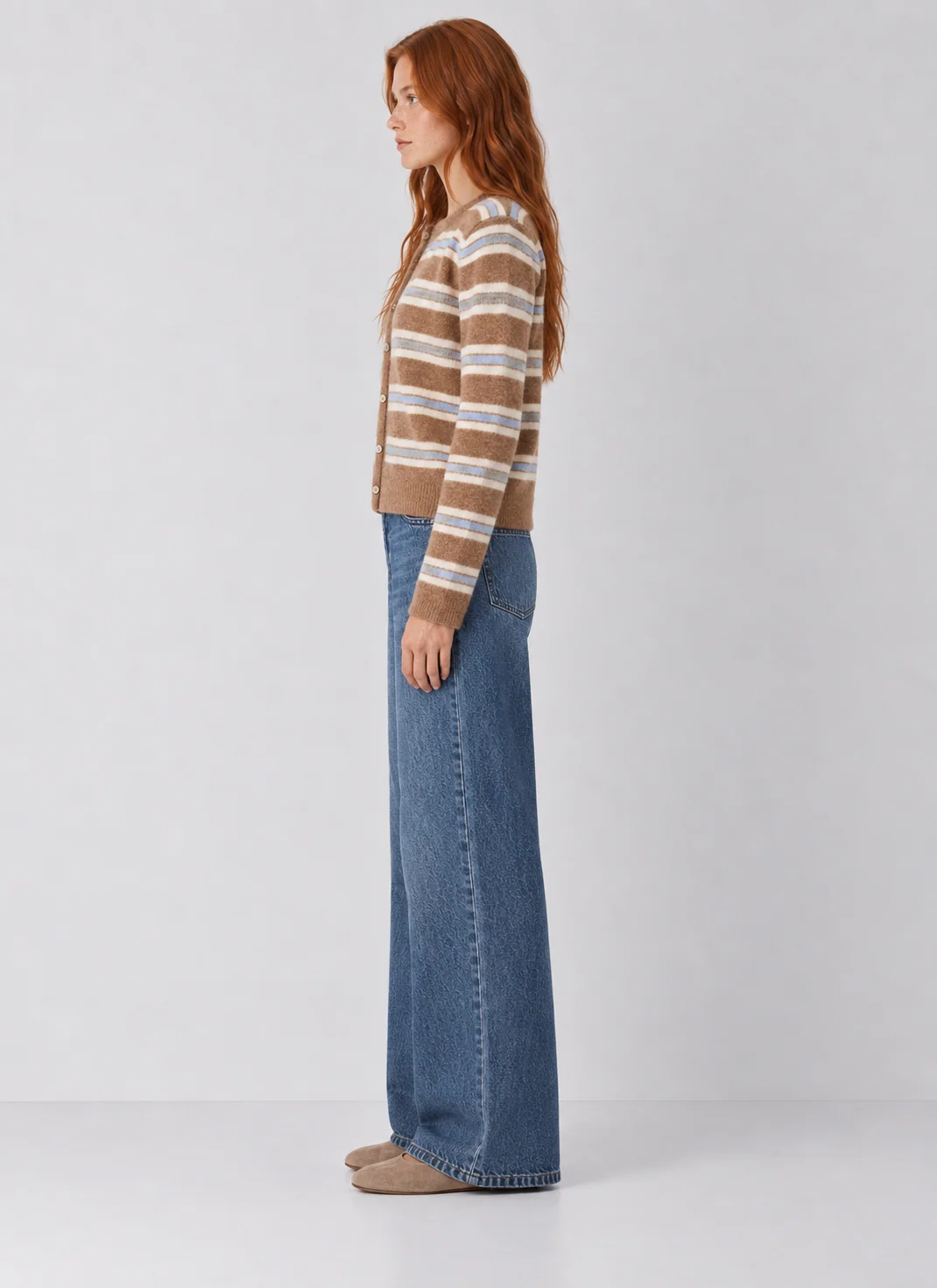 Z Supply Medina Striped Button Cardigan in Golden Caramel - kaelova