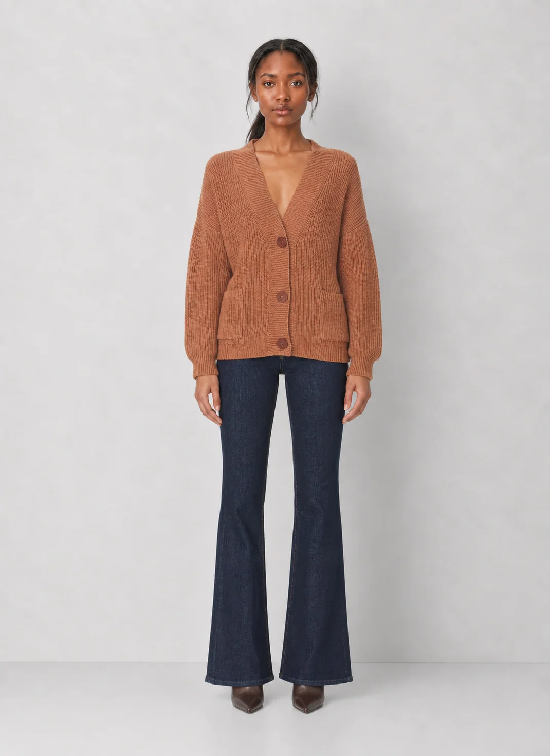 525 Celeste Relaxed Crochet-Knit Pocket Cardigan, Cotton - kaelova