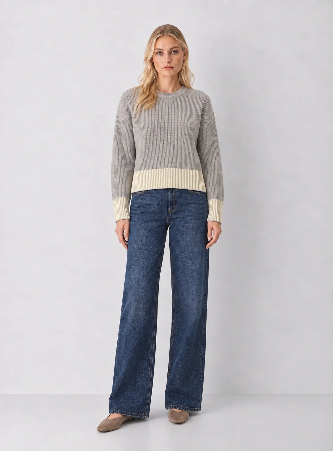 525 America Sienna Colorblock Ribbed Oversized Pullover - kaelova