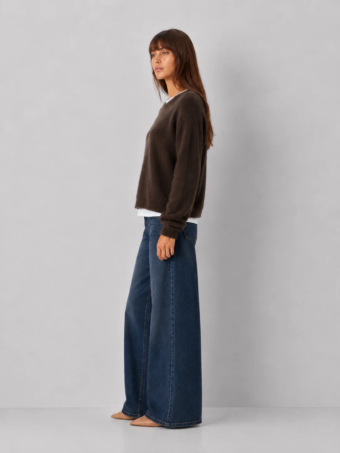 Fuzzy Crewneck Nylon Pullover Sweater - kaelova