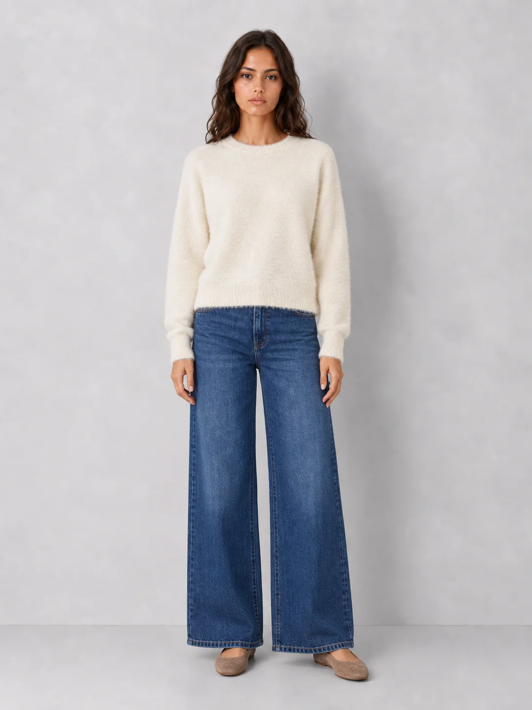Plush Ultra-Soft Fuzzy Crewneck Sweater in Cozy Knit - kaelova