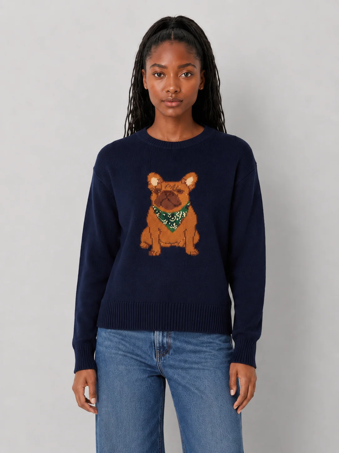 525 Sydney French Bulldog Bandana Graphic Crewneck Sweater - kaelova