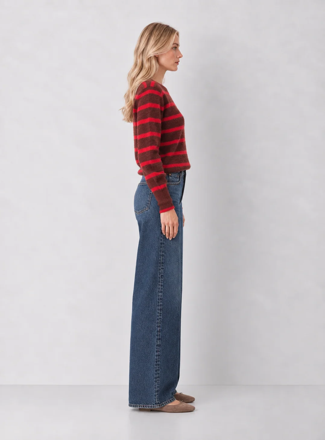 Fuzzy Horizontal-Stripe Crewneck Sweater, Relaxed Fit — Mckenzie - kaelova