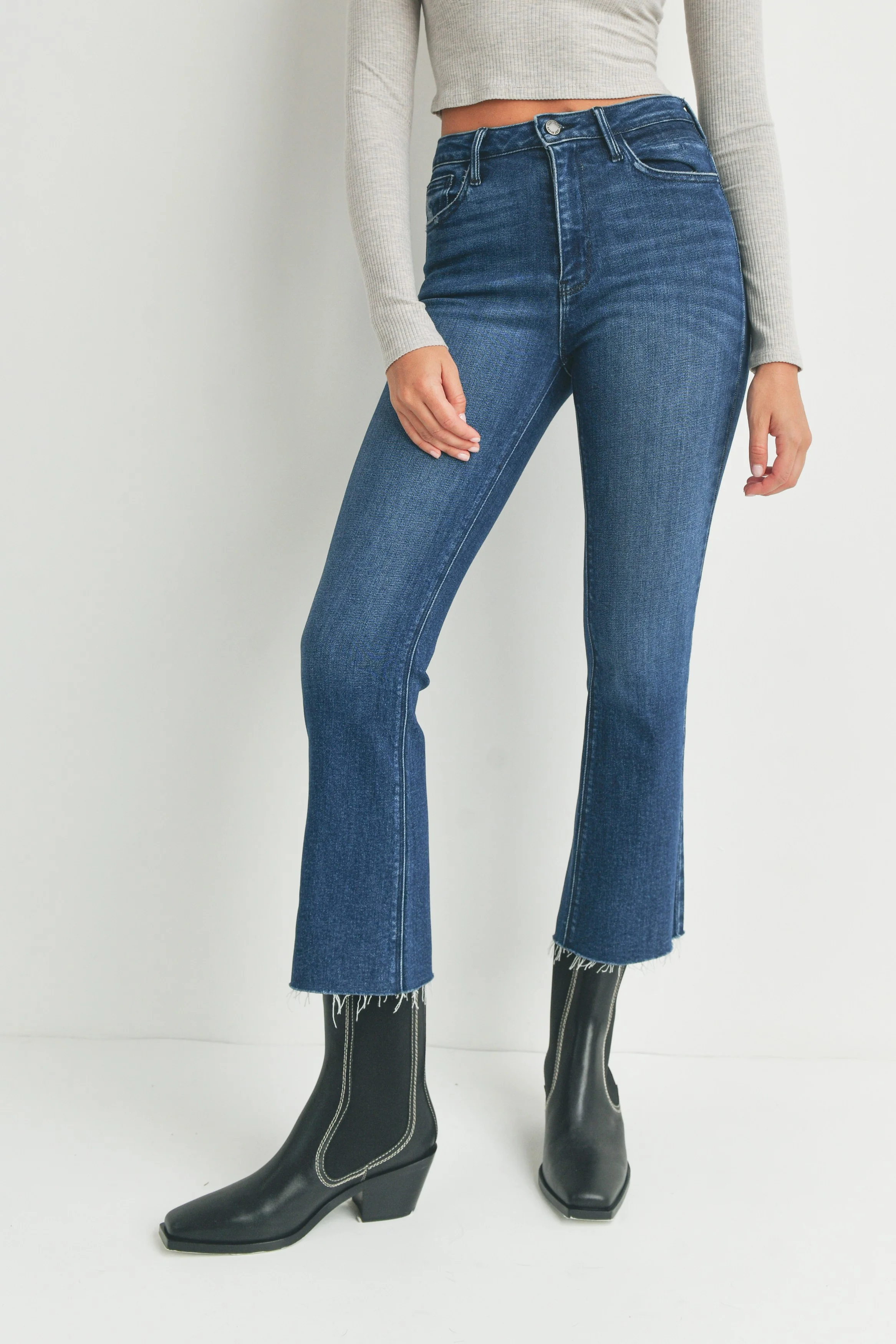 Just Black Denim Tonal Crop Flare Jeans