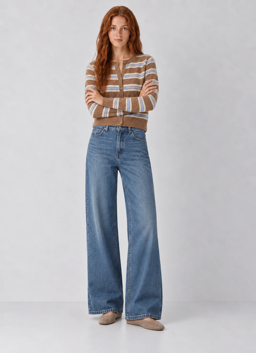 Z Supply Medina Striped Button Cardigan in Golden Caramel - kaelova