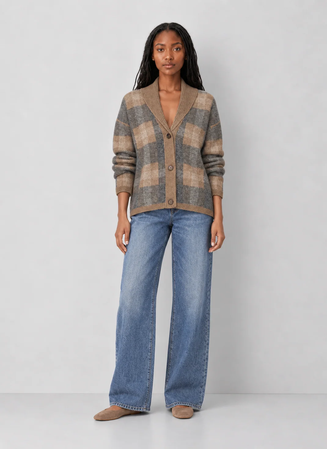 Z Supply Ludlow Collared Birdseye Plaid Button Cardigan - kaelova