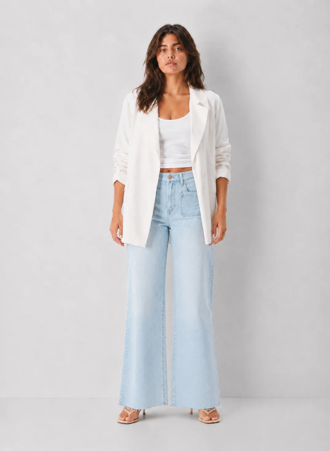 Dear John Denim Wide Leg Front Pocket Jeans - Micah - Misty Cloud