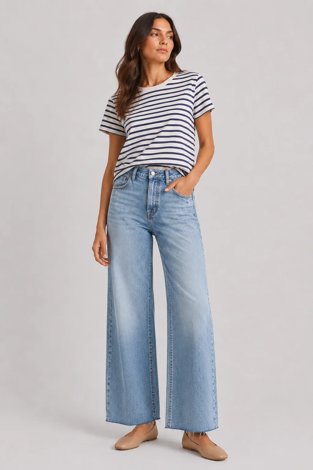 Pistola Tate Crop High Rise Bowed Wide Leg Jean - Ablaze