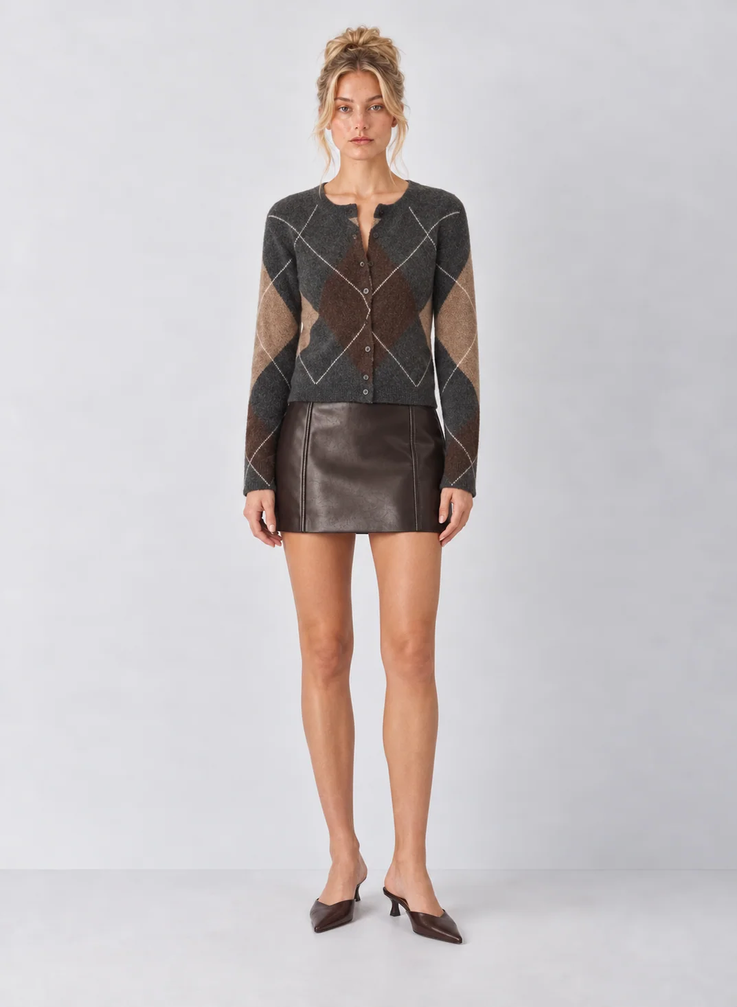 Z Supply Medina Preppy Argyle Button-Front Crew Cardigan - kaelova