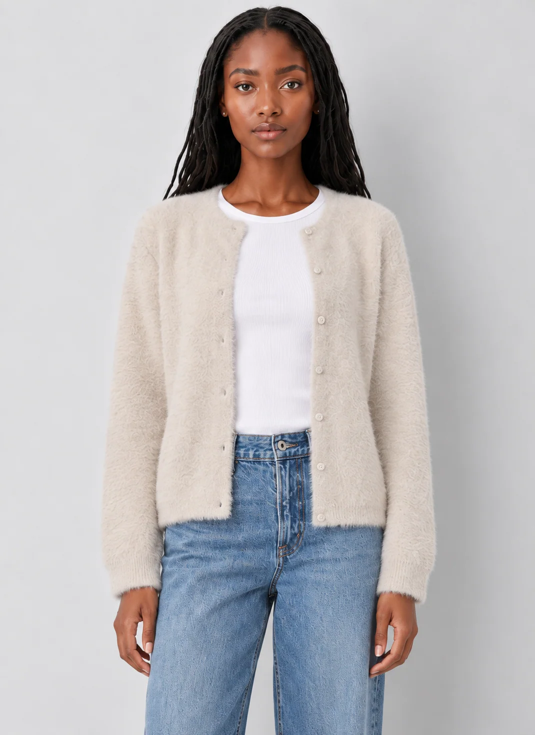 Z Supply Winterglow Cropped Fuzzy Button Cardigan - kaelova