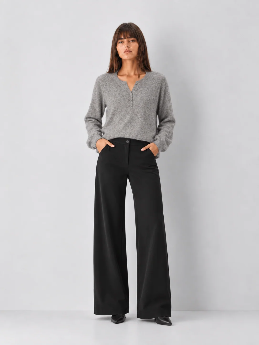 Z Supply Westmont Brushed Henley Sweater, Raglan Balloon Sleeves - kaelova
