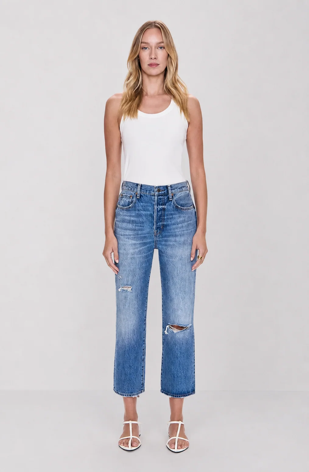 Pistola Cassie High Rise Straight Crop Jeans