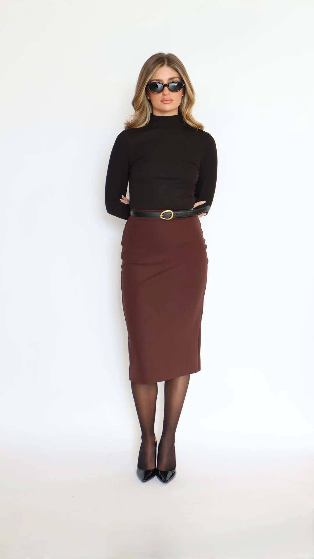 Commando Neoprene CEO Midi Skirt Burgundy
