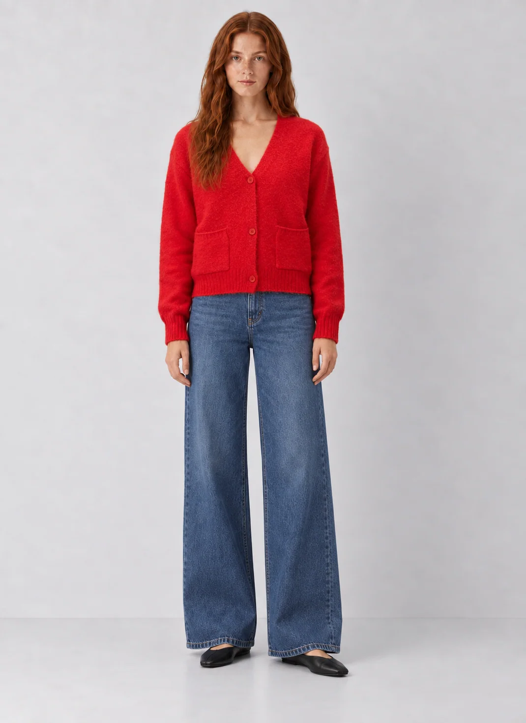 Wendy V-Neck Button-Front Knit Cardigan with Pockets - kaelova